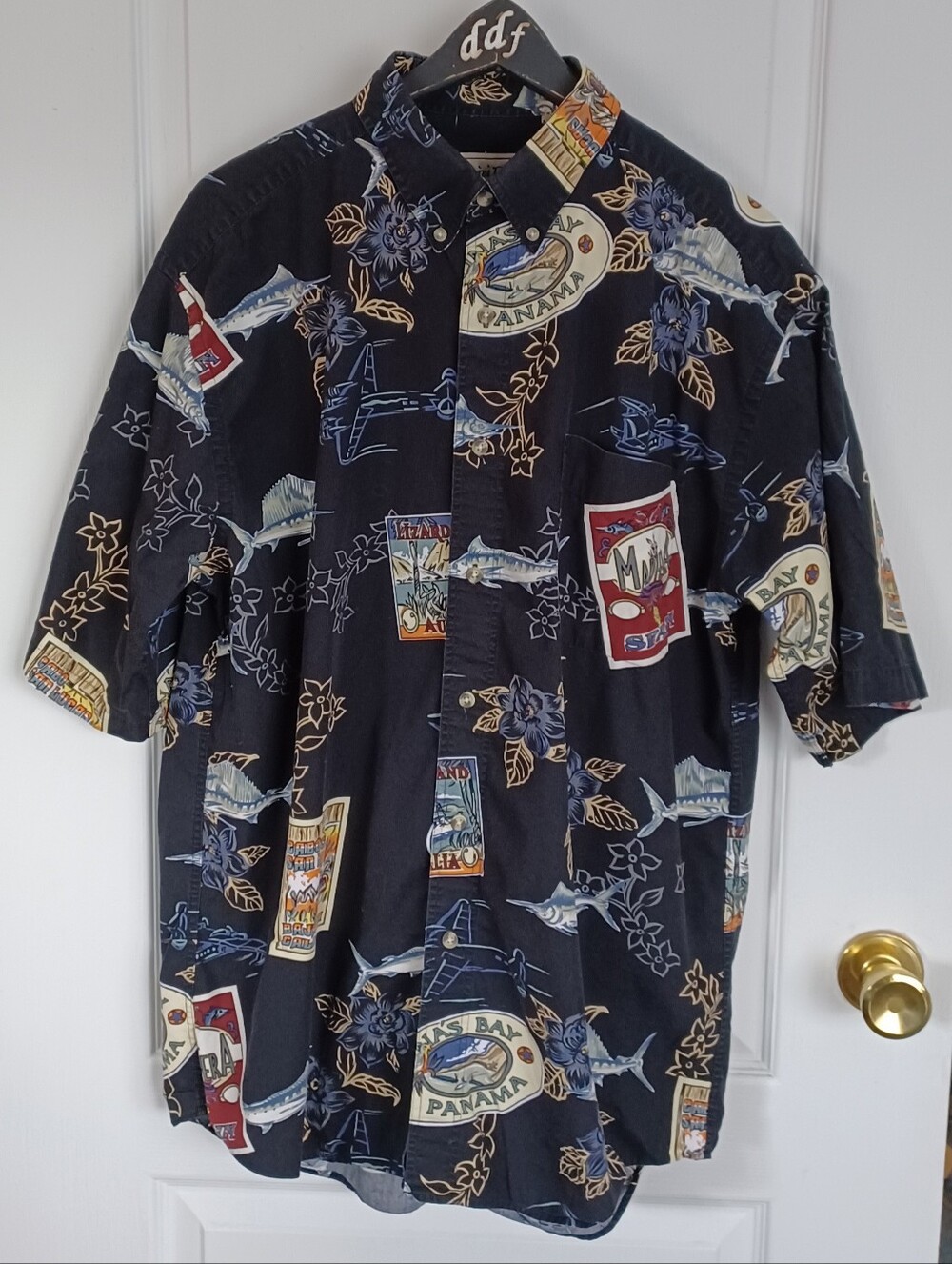 VTG BIMINI BAY OUTFITTERS LTD 100% COTTON BUTTON-DOWN CASUAL CAMP SHIRT LARGE